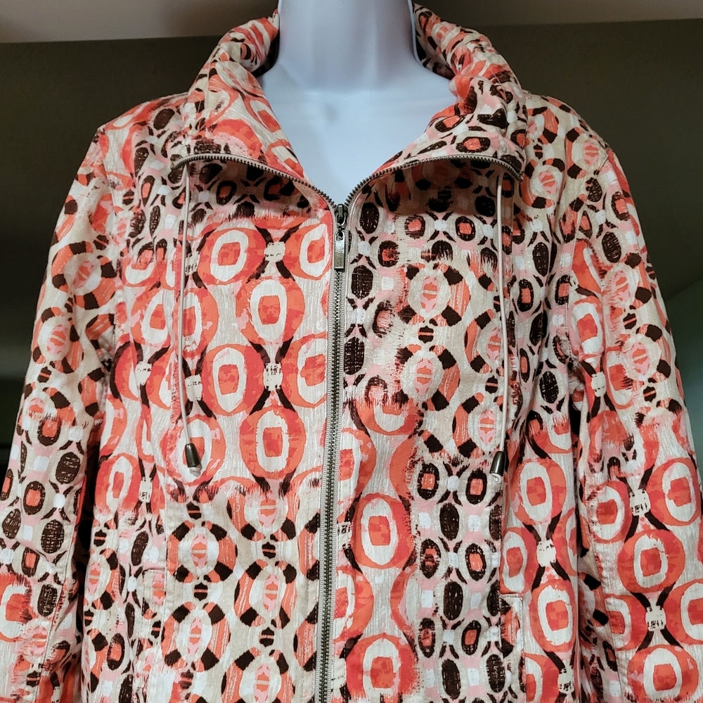 Ruby Road Orange, Brown Full Zipper, Toggle Neck … - image 3